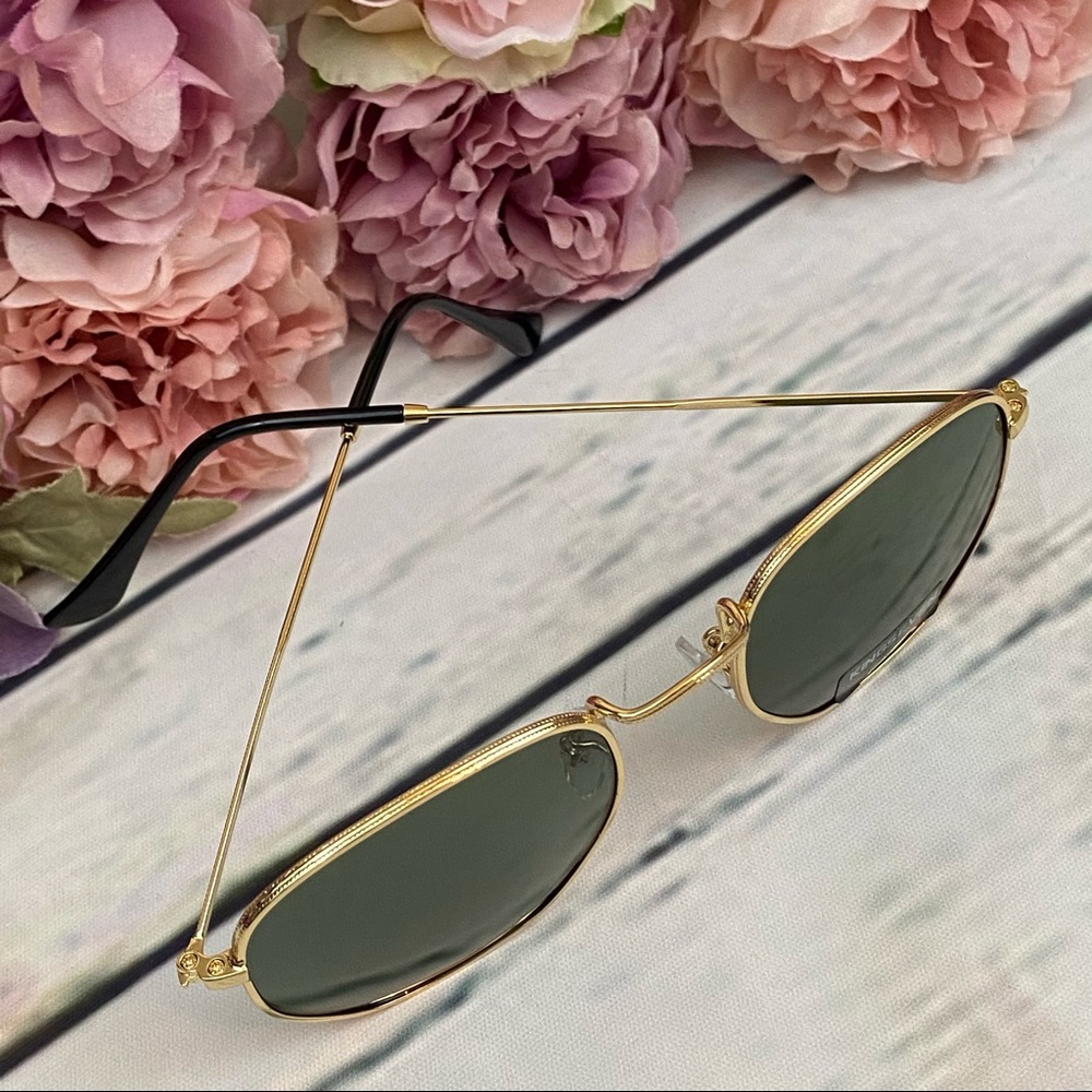 KINGSEVEN Retro Hexagon Green & Gold Polarized Sunglasses - Picture 8 of 16